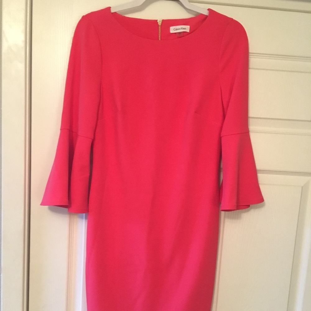 Calvin Klein Coral Bell Sleeve Dress